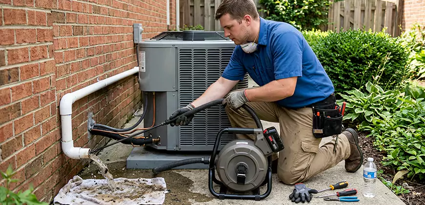 AC Unit Drain Pipe Cleaning in Bridgeport